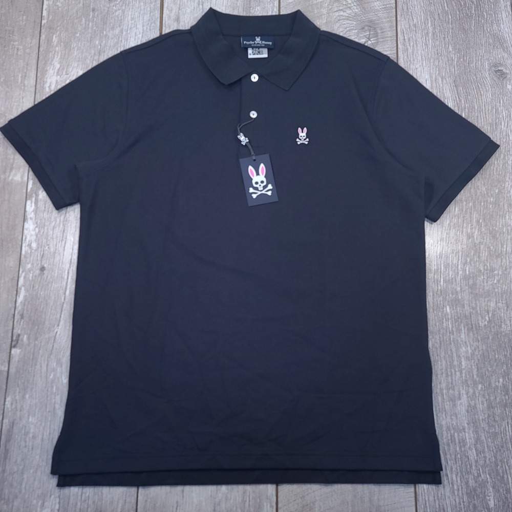 Psycho Bunny Classic Polo Shirt Mens 6/L Navy Blue Pima Cotton Short Sleeve Top